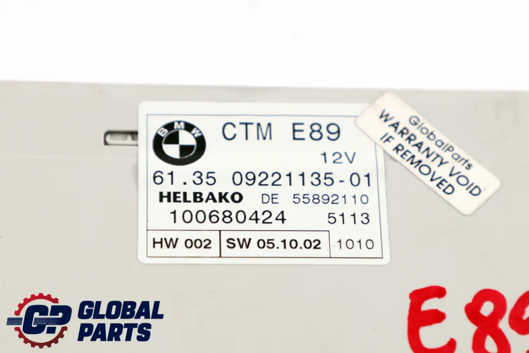 BMW Z4 E89 Roadster Cabrio Modulo Top Cabrio CTM 0 - SKU 9221135 - Numero di parte 9281723
