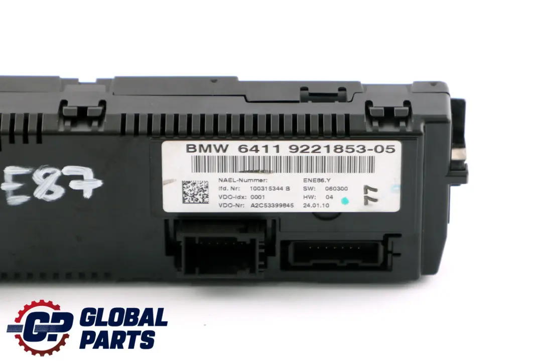  Panneau Climatisation BMW E81 E87 E90 E91 E92 Unité Commande - SKU 9221853 - Numéro de pièce 9221853