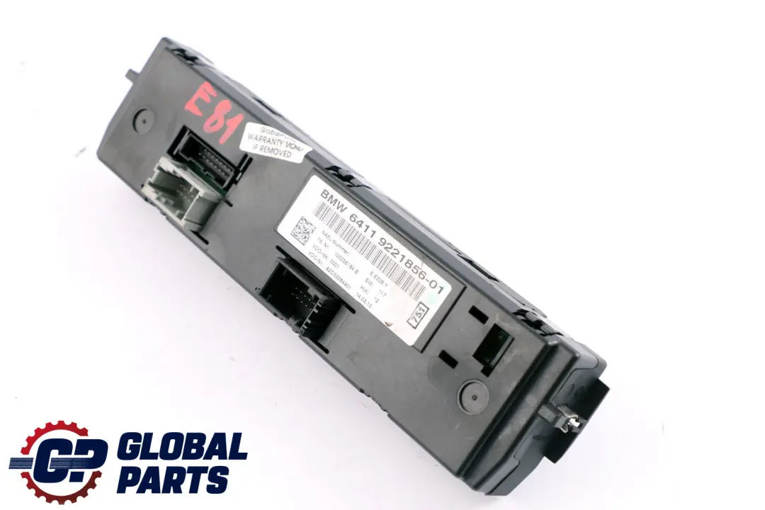 BMW 1 3 Series E81 E87 E90 E91 E92 Air Conditioning Control Switch - SKU 9221856 - Part number 9221856