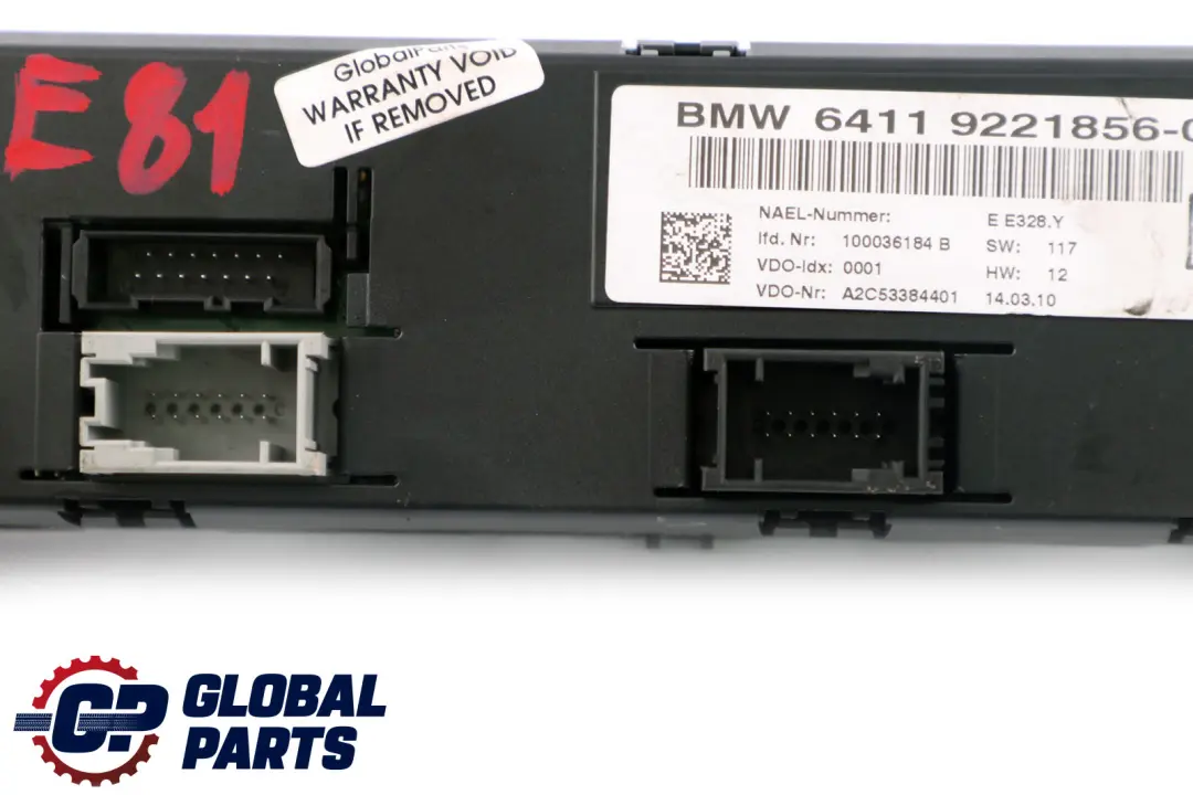 BMW 1 3 Serie E81 E87 E90 LCI E91 E92Commande de climatiseur - SKU 9221856 - Numéro de pièce 9221856
