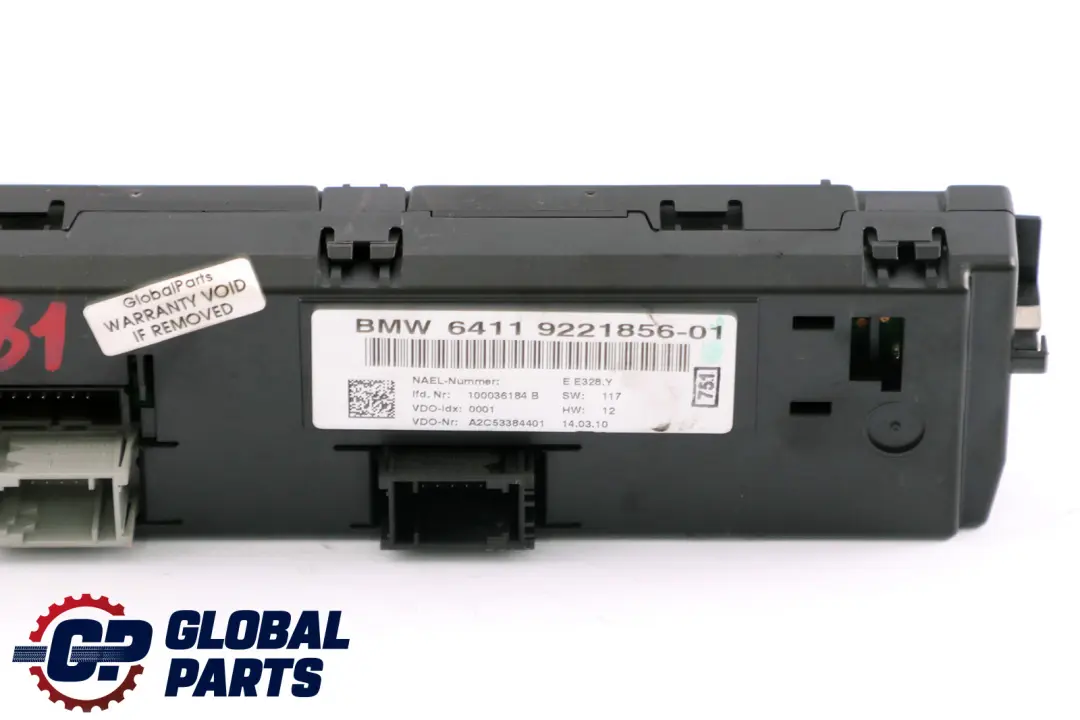 BMW E81 E87 E90 E91 E92 Panel Sterownia Nawiewu Klimatyzacji - SKU 9221856 - Numer Części 9221856