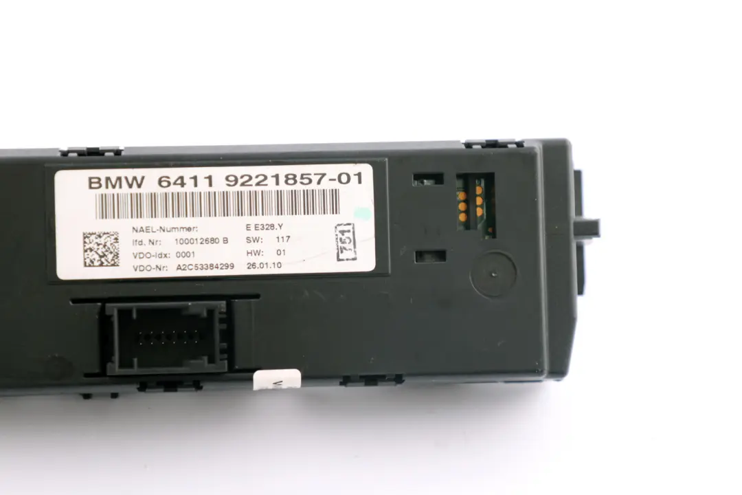 BMW E90 E91 E92 E93 LCI Unidad de Panel de Control de Aire Acondicionado - SKU 9221857 - Número de pieza 9221857