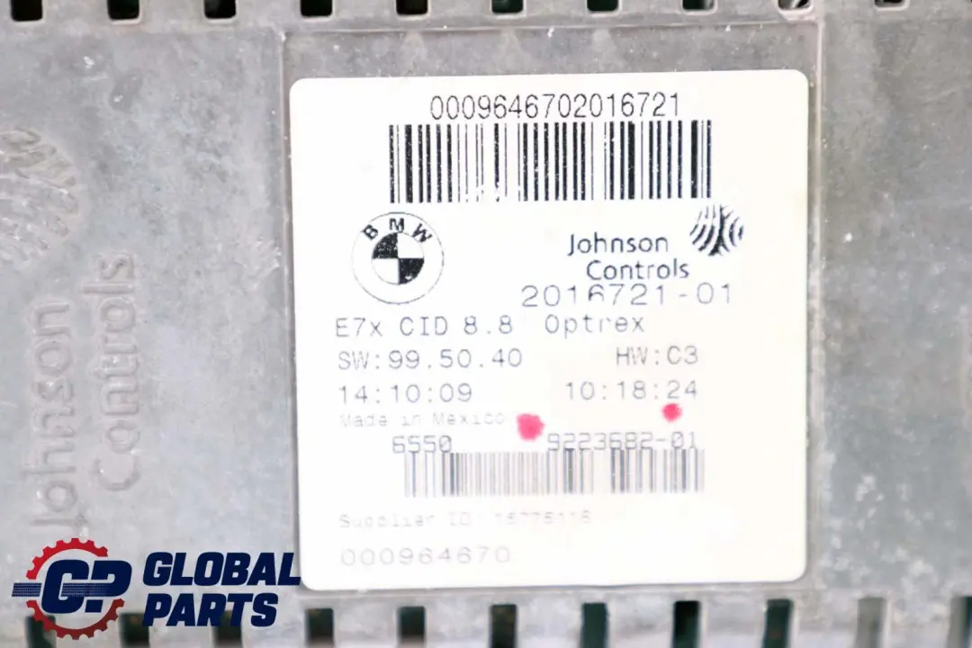 BMW X5 X6 Series E70 E71 Ecran de contrôle du tableau de bord 8,8" - SKU 9223682 - Numéro de pièce 9223682
