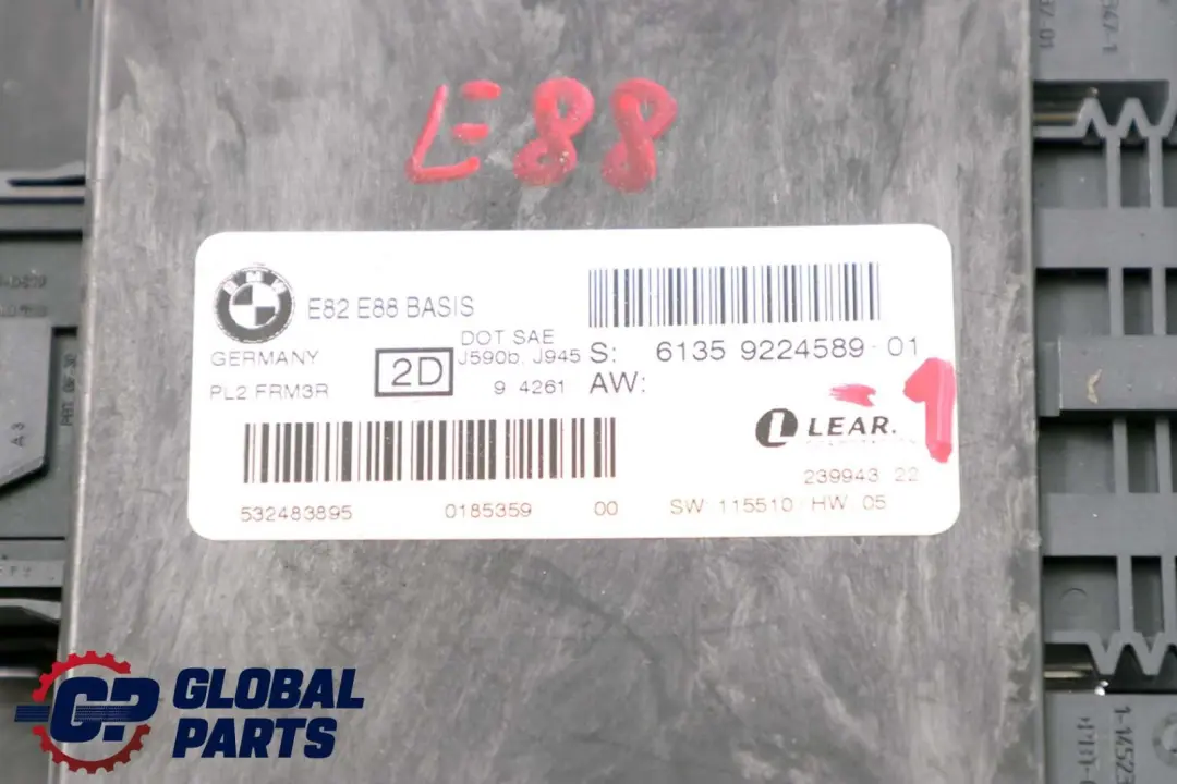 Footwell Light Module Control Unit ECU BASIS PL2 FRM3R to BMW 1 Series E88 with Part number 9224589 BMW 1 Series E88 Footwell Light Module Control Unit ECU BASIS PL2 FRM3R - SKU 9224589-1 - Part number 9224589