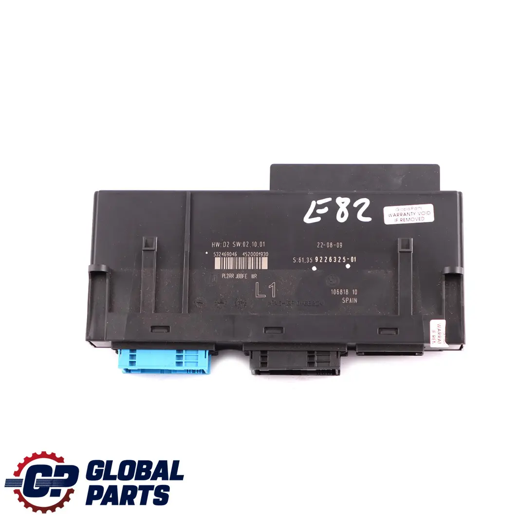 BMW 1 E82 ECU Body Control Module L1 PL2RR JBBFE IIIR Junction Box - SKU 9226325 - Part number 9226325
