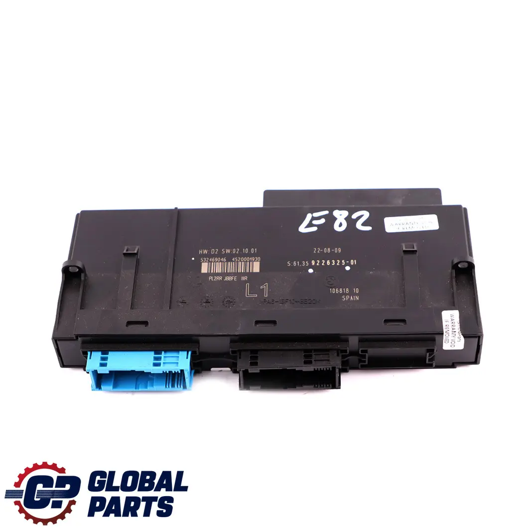 BMW 1 E82 ECU Body Control Module L1 PL2RR JBBFE IIIR Junction Box - SKU 9226325 - Part number 9226325