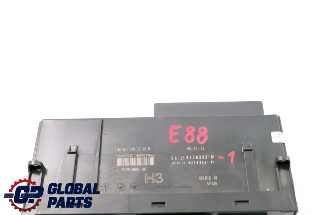 BMW E88 Cabrio ECU Modulo Di Controllo Del Corpo H3 Scatola Di Giunzione - SKU 9226333-1 - Numero di parte 9226333