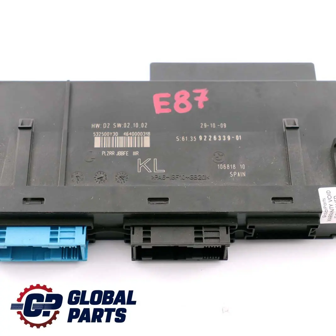 ECU Body Control Module KL Junction Box PL2 JBBFE IIIR to BMW 1 Series E87 with Part number 9226339 BMW 1 Series E87 ECU Body Control Module KL Junction Box PL2 JBBFE IIIR - SKU 9226339 - Part number 9226339