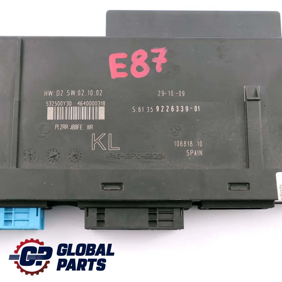 BMW 1 er E87 ECU Body Control Module KL Anschlussdose PL2 JBBFE IIIR - SKU 9226339 - Teilenummer 9226339