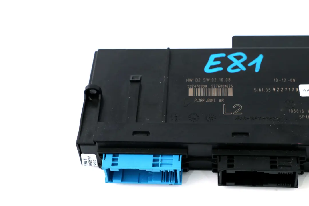 Karosseriesteuergerät ECU L2 PL2RR JBBFE IIIR Anschlussdose 922717 für BMW E81 mit Teilenummer 9227179 BMW E81 Karosseriesteuergerät ECU L2 PL2RR JBBFE IIIR Anschlussdose 922717 - SKU 9227179 - Teilenummer 9227179