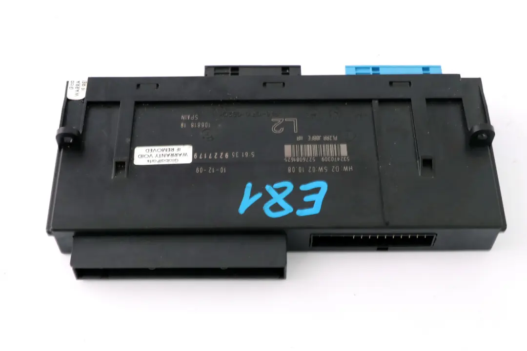 BMW E81 Karosseriesteuergerät ECU L2 PL2RR JBBFE IIIR Anschlussdose 922717 - SKU 9227179 - Teilenummer 9227179