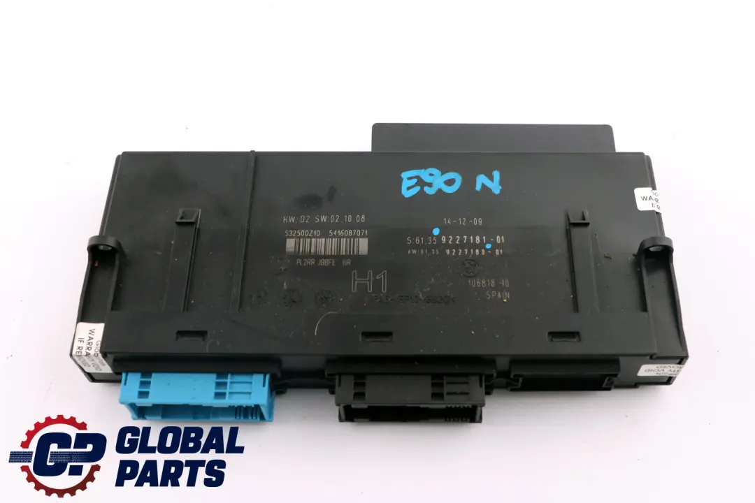 Body Control Module H1 PL2RR JBBFE IIIR 6135 to BMW E90 LCI with Part number 9227181 BMW E90 LCI Body Control Module H1 PL2RR JBBFE IIIR 6135 - SKU 9227181 - Part number 9227181