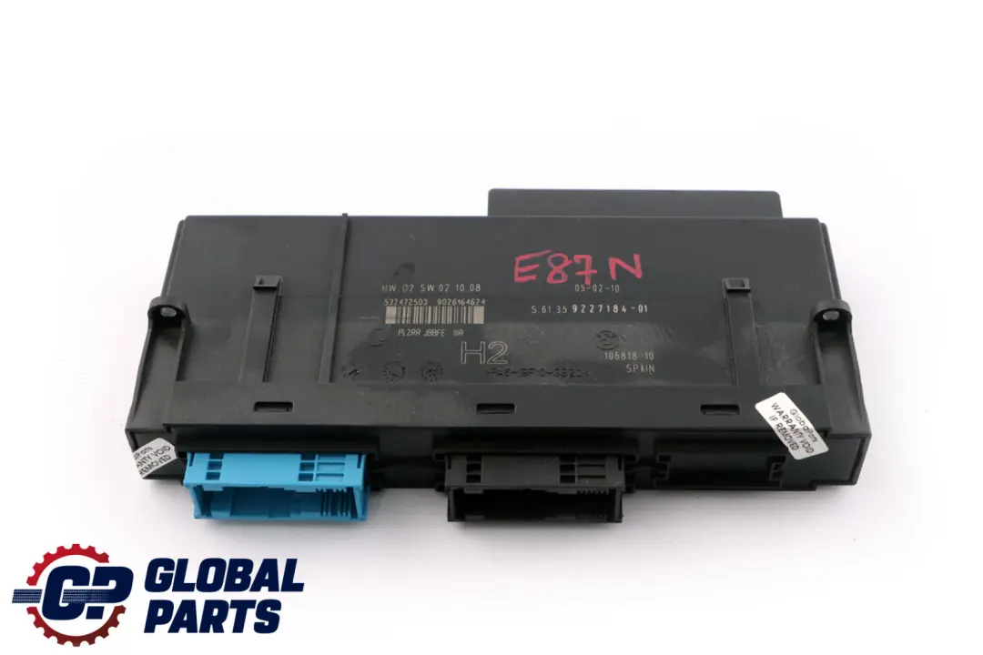 ECU Module de contrôle de la carrosserie H2 PL2RR JBBFE IIIR pour BMW E87 LCI à propos du numéro de pièce 9227184 BMW E87 LCI ECU Module de contrôle de la carrosserie H2 PL2RR JBBFE IIIR - SKU 9227184 - Numéro de pièce 9227184