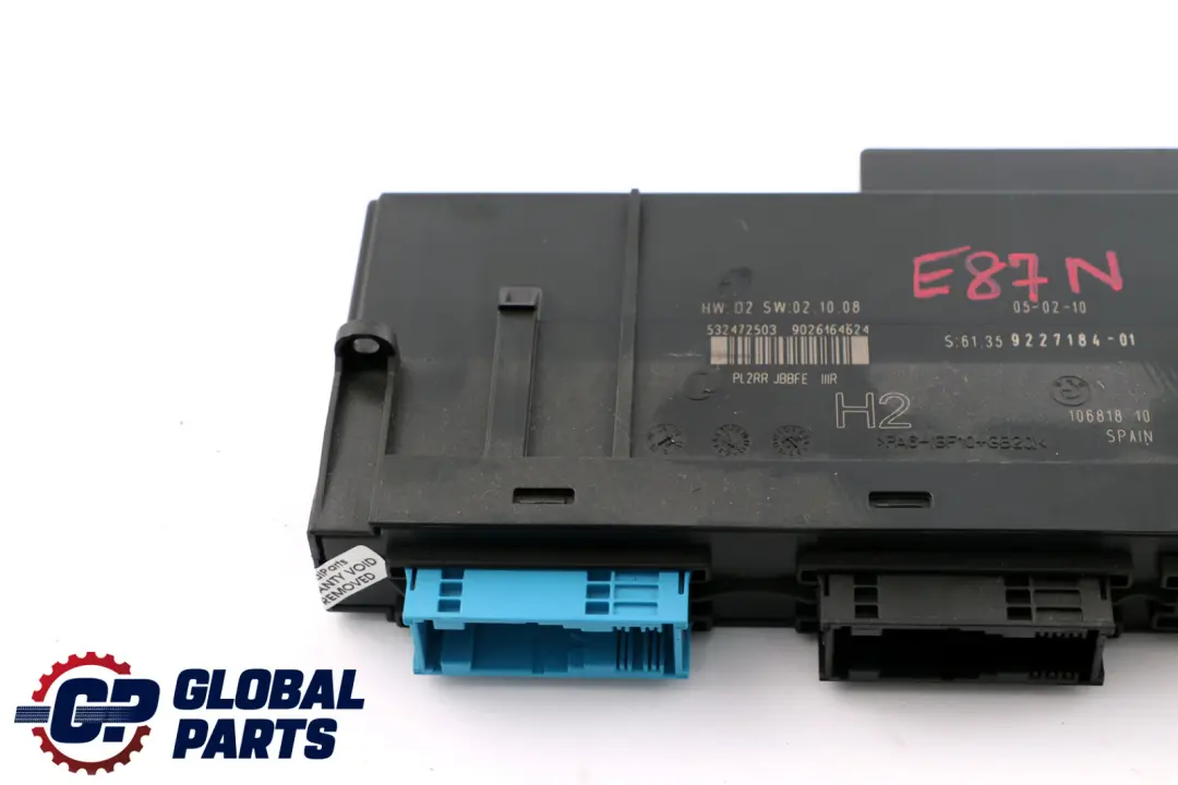BMW Serie 1 E87 LCI ECU Modulo Controllo Corpo H2 PL2RR JBBFE IIIR - SKU 9227184 - Numero di parte 9227184