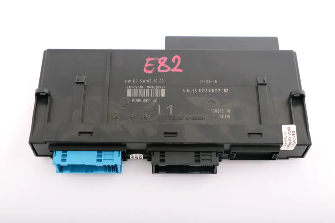 ECU Body Control Module Junction Box L1 PL2RR JBBFE to BMW 1 Series E82 with Part number 9229872 BMW 1 Series E82 ECU Body Control Module Junction Box L1 PL2RR JBBFE - SKU 9229872 - Part number 9229872
