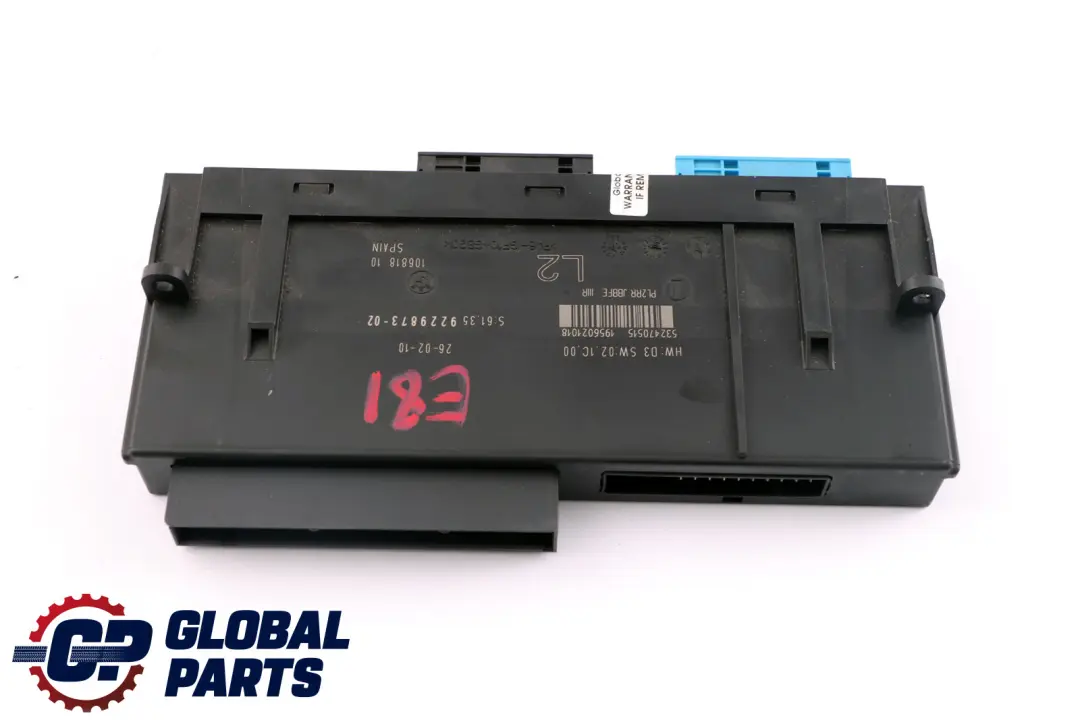Body Control Module ECU L2 PL2RR JBBFE III Junction Box to BMW 1 Series E81 with Part number 9229873 BMW 1 Series E81 Body Control Module ECU L2 PL2RR JBBFE III Junction Box - SKU 9229873 - Part number 9229873