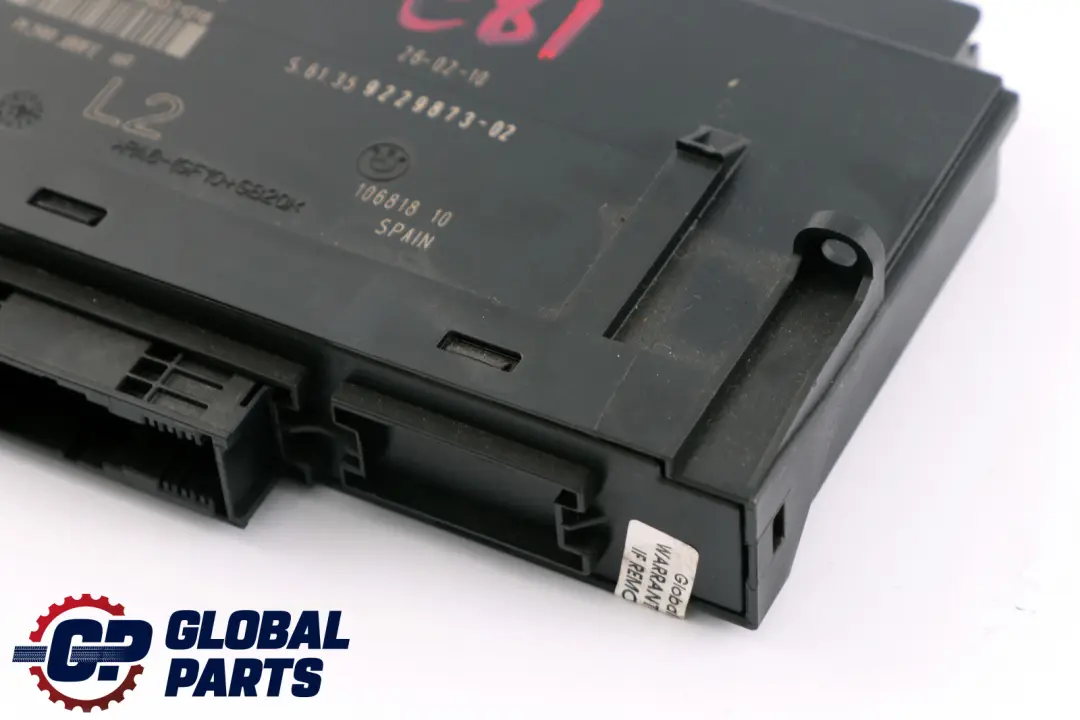 BMW 1 Series E81 Body Control Module ECU L2 PL2RR JBBFE III Junction Box - SKU 9229873 - Part number 9229873