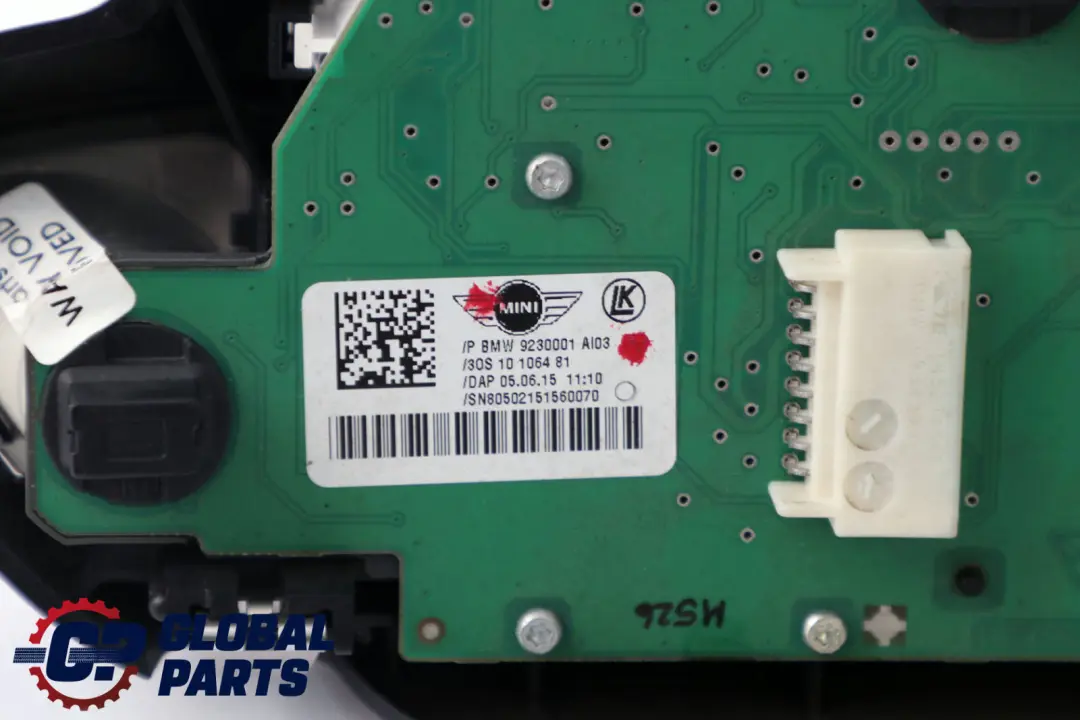 Mini Cabrio R57 LCI Salpicadero Techo Unidad Operativa Interruptor Luz - SKU 9230001 - Número de pieza 9230001