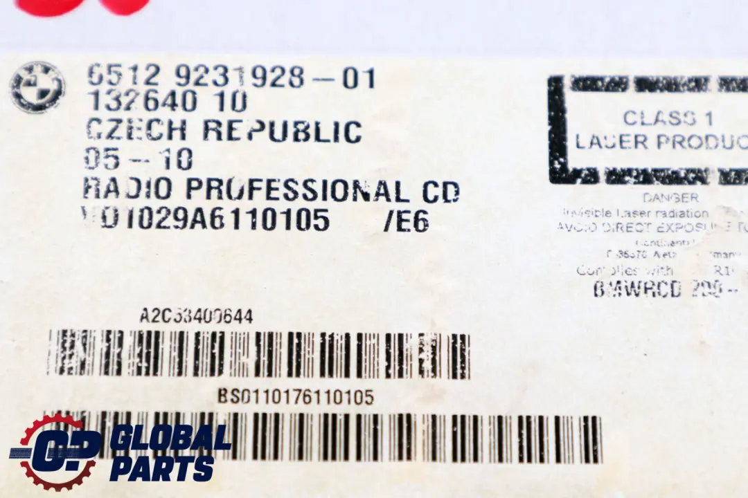 Radio Profesional BMW E81 E82 E87 E88 E90 E91 E92 E93 Autoradio CD  - SKU 9231928 - Número de pieza 9231928