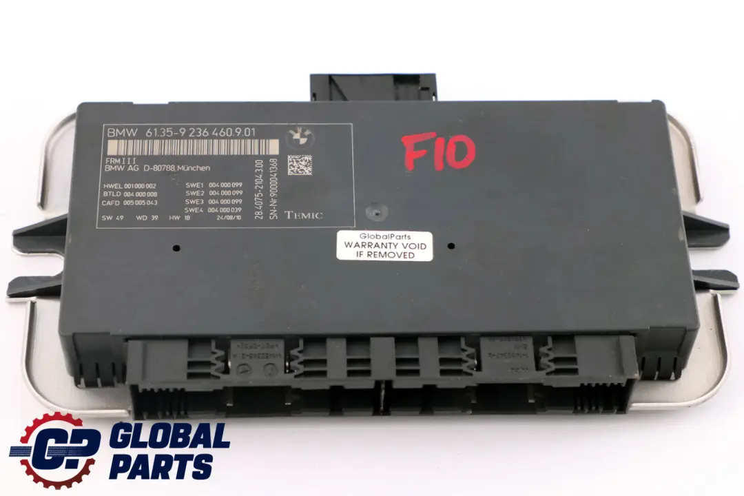 Unité contrôle module d'éclairage l'habitacle ECU FRM III pour BMW F10 à propos du numéro de pièce 9236460 BMW F10 Unité contrôle module d'éclairage l'habitacle ECU FRM III - SKU 9236460 - Numéro de pièce 9236460