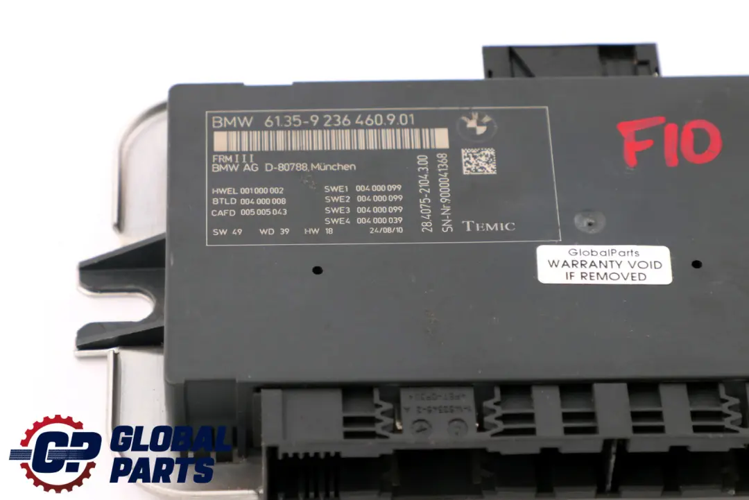 Moduł Sterownik Świateł FRM III do BMW F10 o numerze 9236460 BMW F10 Moduł Sterownik Świateł FRM III - SKU 9236460 - Numer Części 9236460