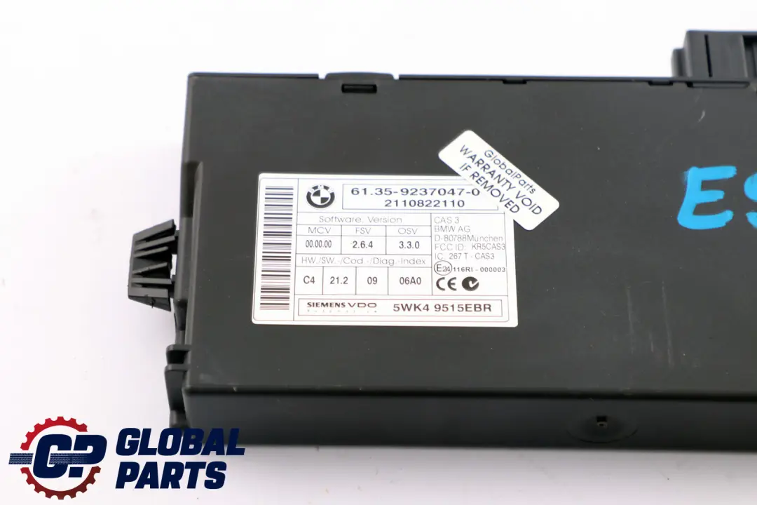 BMW E60 E87 E90 Module De Lecture De Clé De Calculateur CAS 3 - SKU 9237047 - Numéro de pièce 9237047