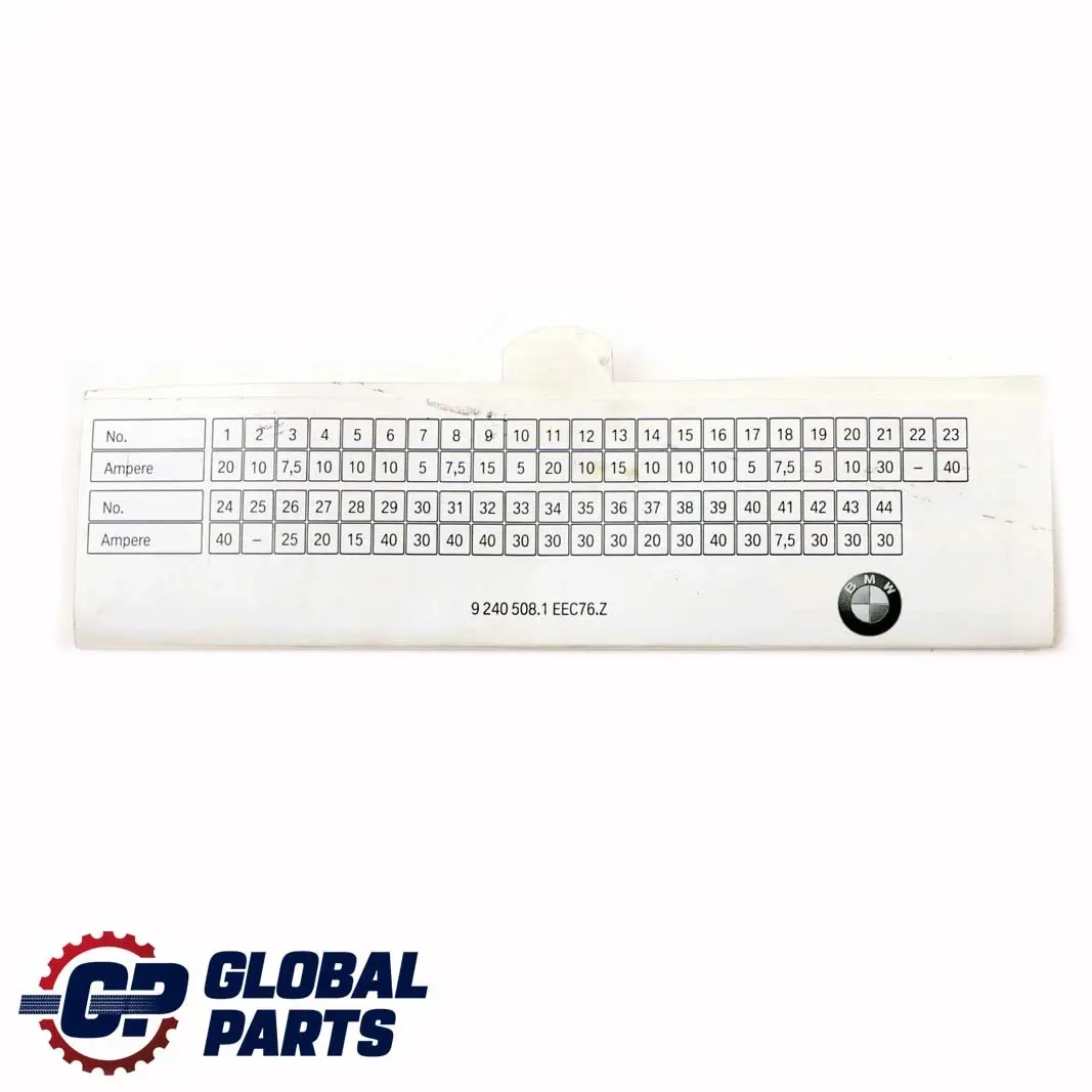  Fuse Map BMW X5 X6 E70 E71 Assignment Grouping Card - SKU 9240508 - Part number 9240508