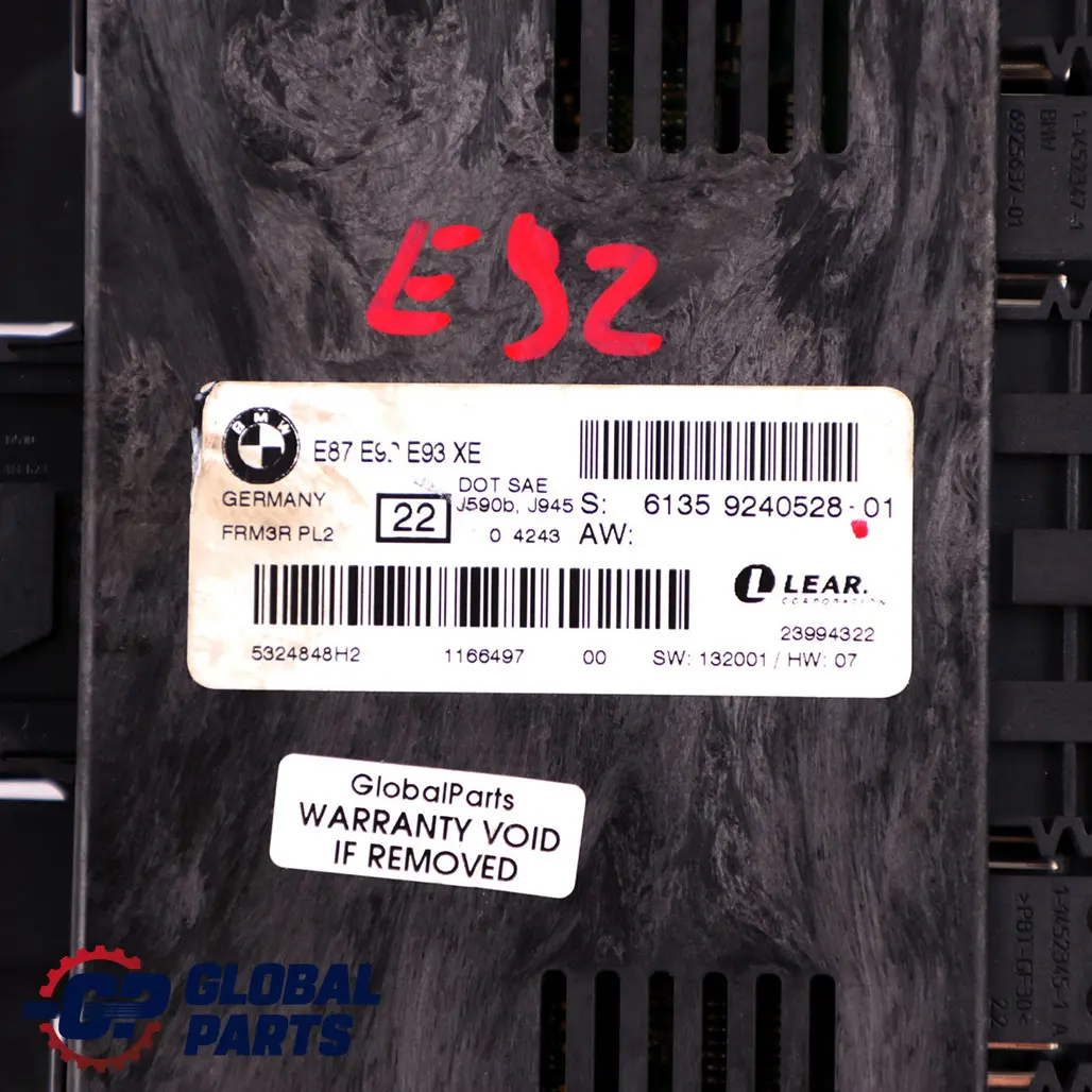 Footwell Xenon Light Control Module Lear FRM3R PL2 to BMW E92 with Part number 9240528 BMW E92 Footwell Xenon Light Control Module Lear FRM3R PL2 - SKU 9240528 - Part number 9240528