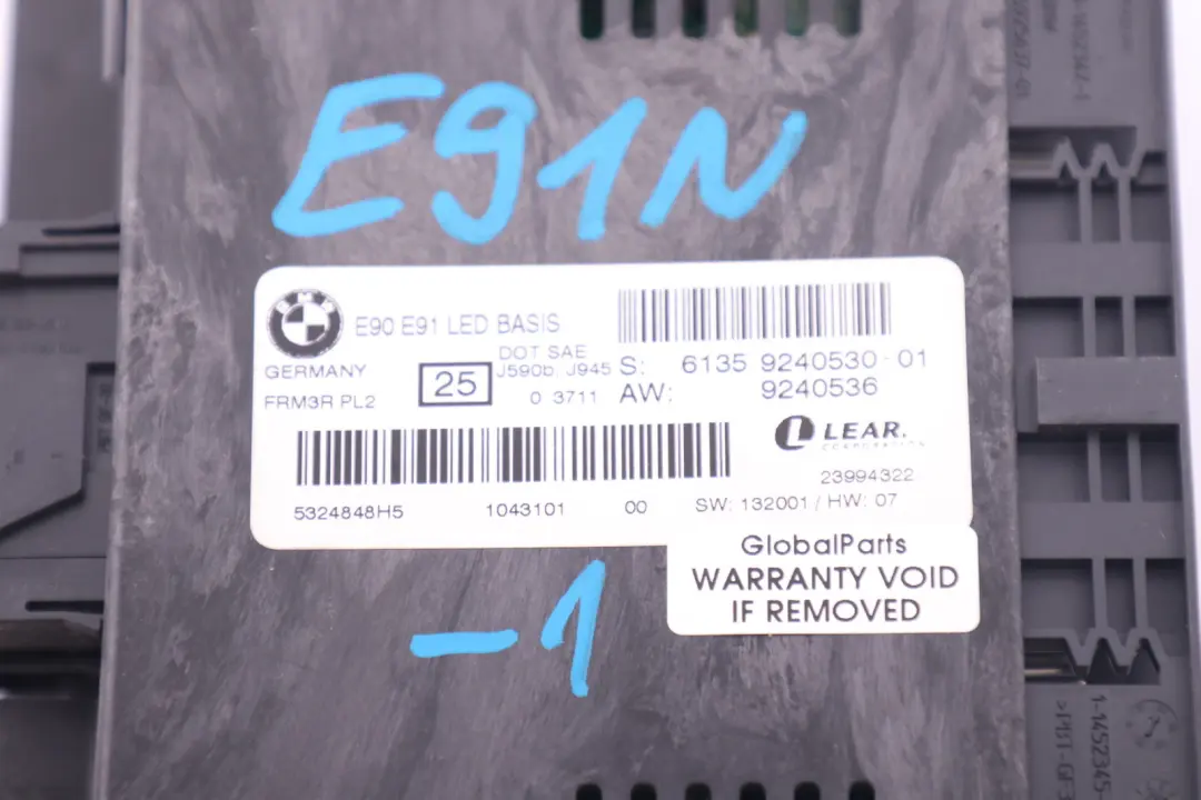 Footwell Light Control Module LCM LED Basis FRM3R PL2 to BMW E91 LCI with Part number 9240530 BMW E91 LCI Footwell Light Control Module LCM LED Basis FRM3R PL2 - SKU 9240530-1 - Part number 9240530