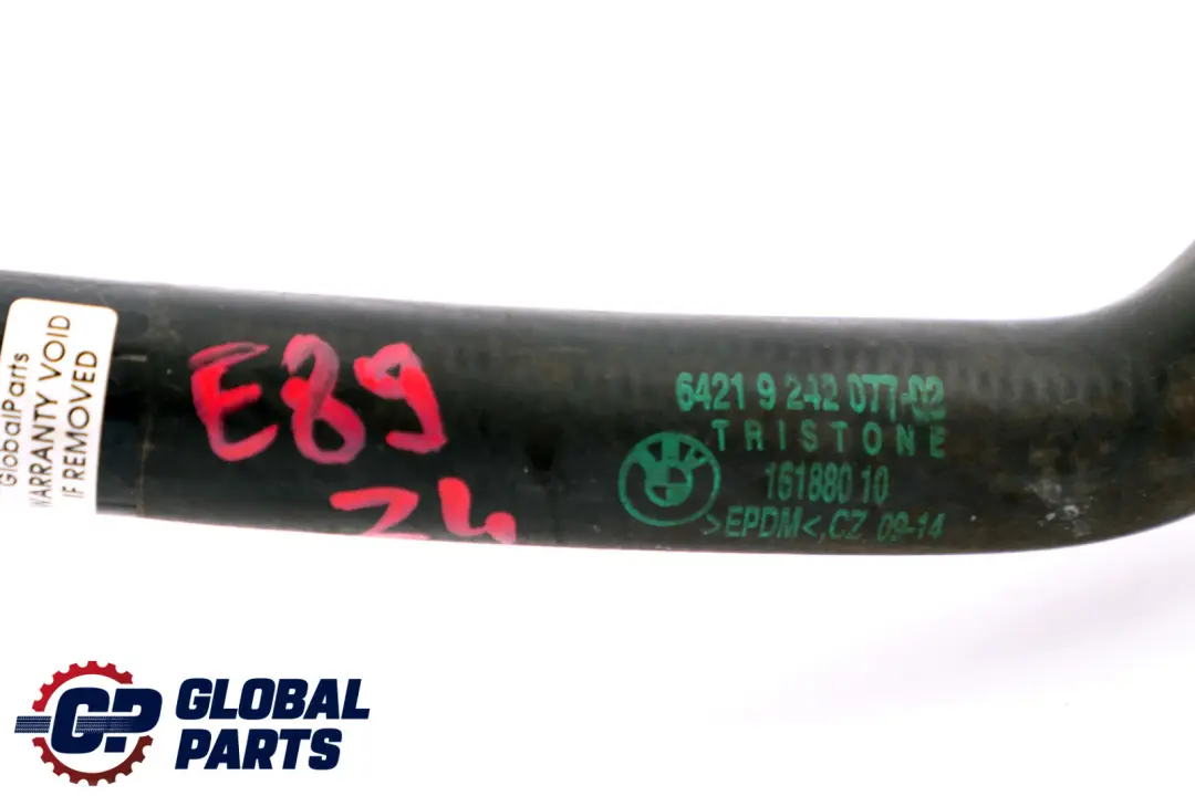 BMW Z4 E89 Roadster Cabrio Core Radiator Hose Heater Feed Pipe - SKU 9242077 - Numero di parte 9242077