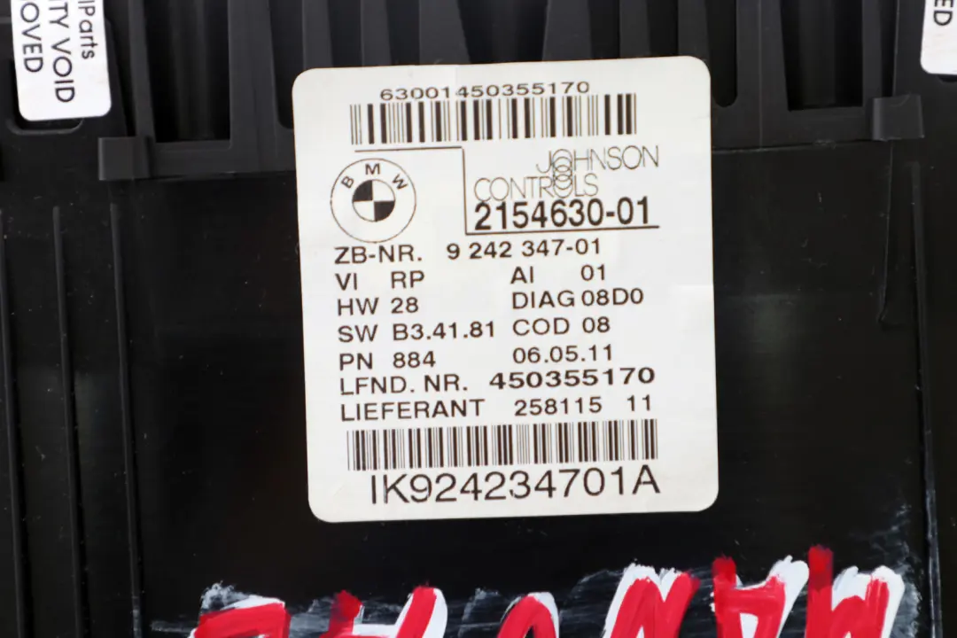 Instrument Cluster Speedo Clocks Diesel to BMW 3 X1 Series E84 E90 E91 with Part number 9242347 BMW 3 X1 Series E84 E90 E91 Instrument Cluster Speedo Clocks Diesel - SKU rhd-9242347 - Part number 9242347