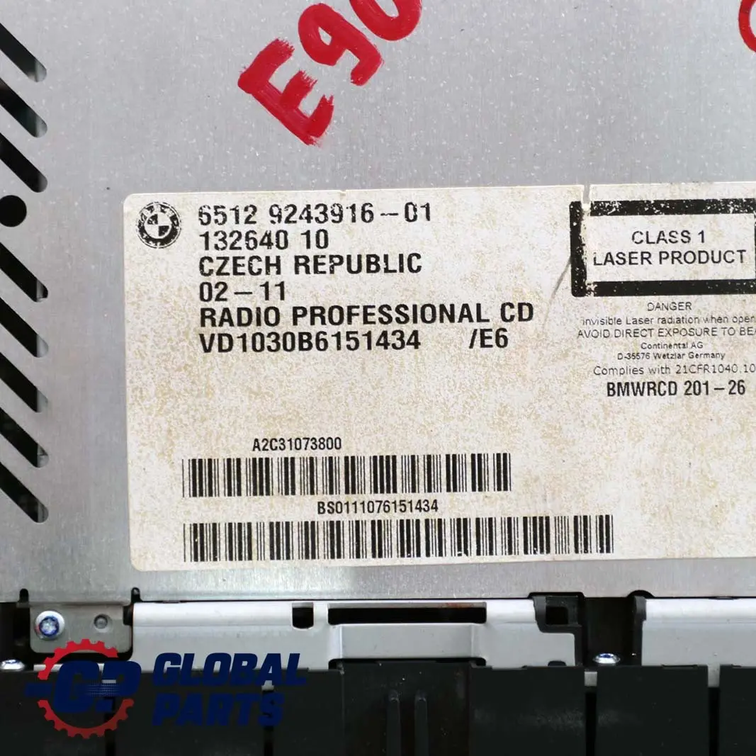 BMW E81 E87 E90 E91 E92 E93 LCI Radio CD Professionnel - SKU 9243916 - Numéro de pièce 9243916