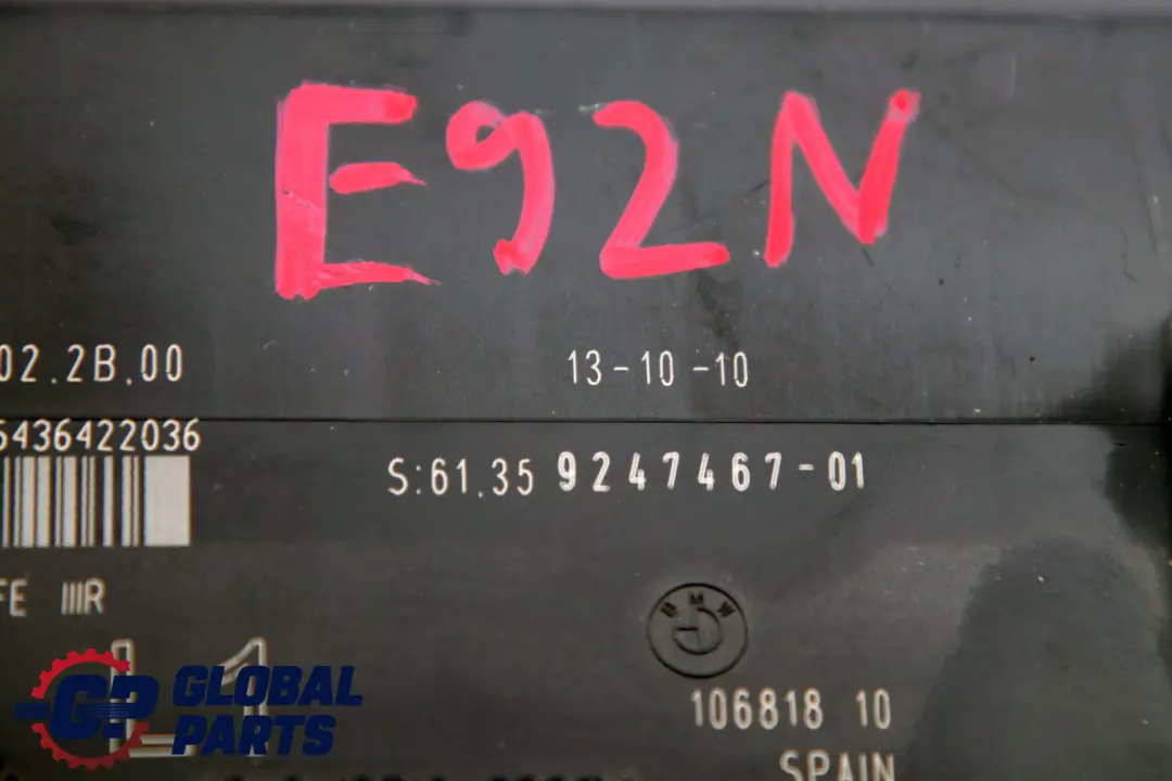 BMW 3 Series E92 LCI Body Control Module Unit PL2RR JBBFE L1 6135 - SKU 9247467-1 - Part number 9247467