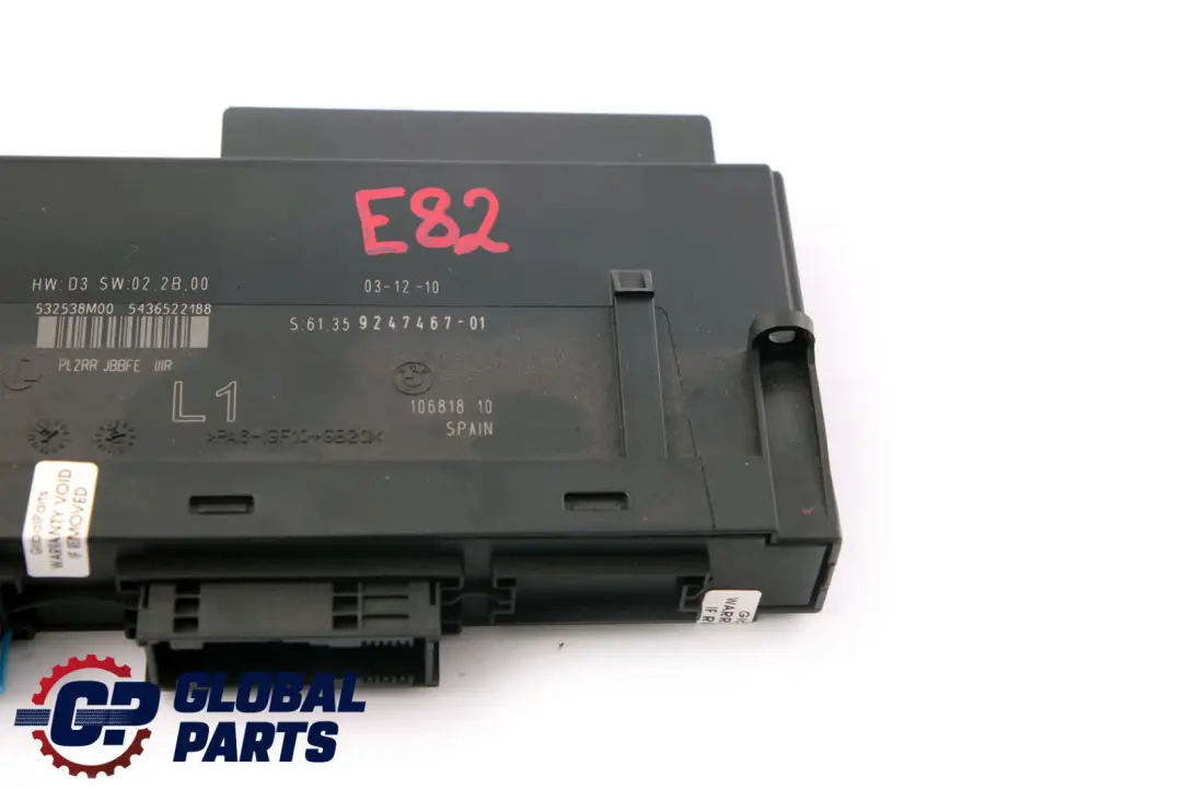 ECU Body Control Module Unit PL2RR JBBFE L1 6135 to BMW E82 with Part number 9247467 BMW E82 ECU Body Control Module Unit PL2RR JBBFE L1 6135 - SKU 9247467 - Part number 9247467