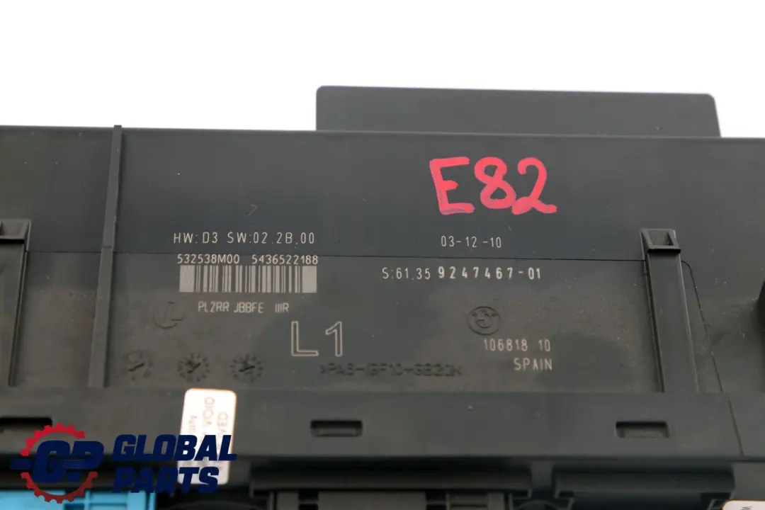 ECU Body Control Module Unit PL2RR JBBFE L1 6135 to BMW E82 with Part number 9247467 BMW E82 ECU Body Control Module Unit PL2RR JBBFE L1 6135 - SKU 9247467 - Part number 9247467