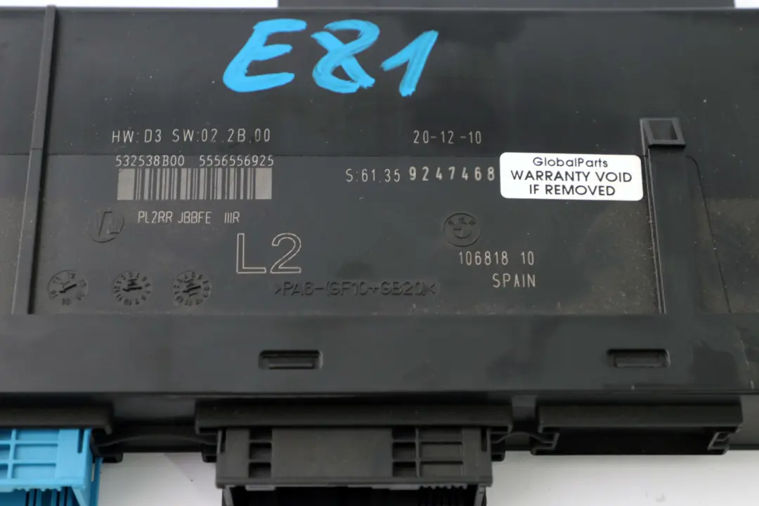 Body Control Module ECU L2 PL2RR JBBFE III Junction Box para BMW E81 con número de pieza 9247468 BMW E81 Body Control Module ECU L2 PL2RR JBBFE III Junction Box - SKU 9247468 - Número de pieza 9247468