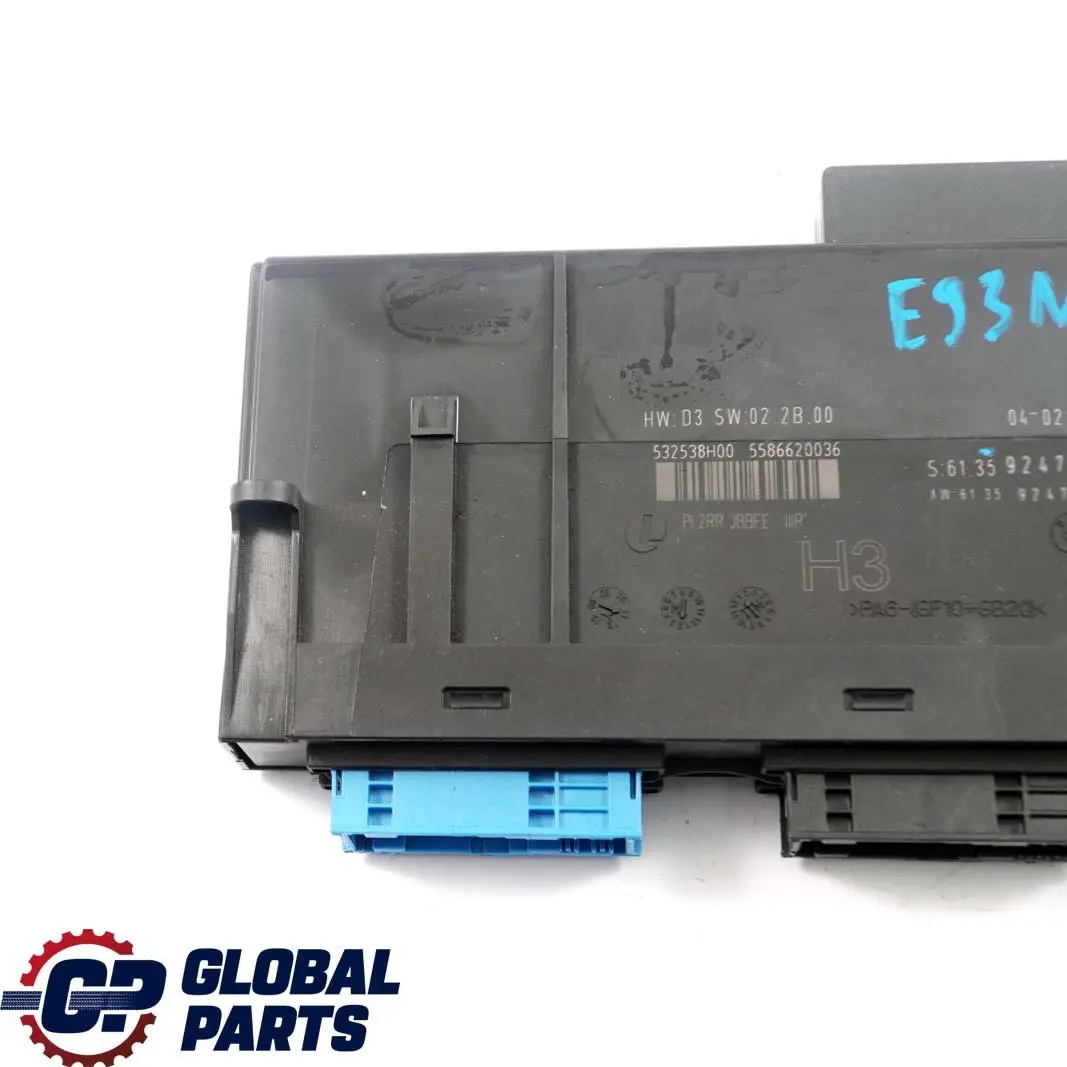 BMW 3 E93 LCI ECU Body Control Module H3 Junction Box PL2RR JBBFE IIIR - SKU 9247474-1 - Part number 9247474