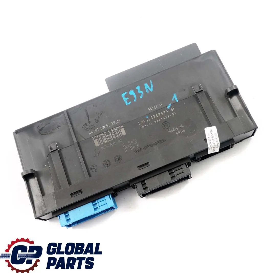 BMW 3 E93 LCI ECU Body Control Module H3 Junction Box PL2RR JBBFE IIIR - SKU 9247474-1 - Part number 9247474