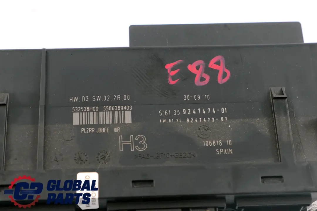 BMW 1 Series E88 ECU Body Control Module H3 Junction Box PL2RR - SKU 9247474 - Part number 9247474