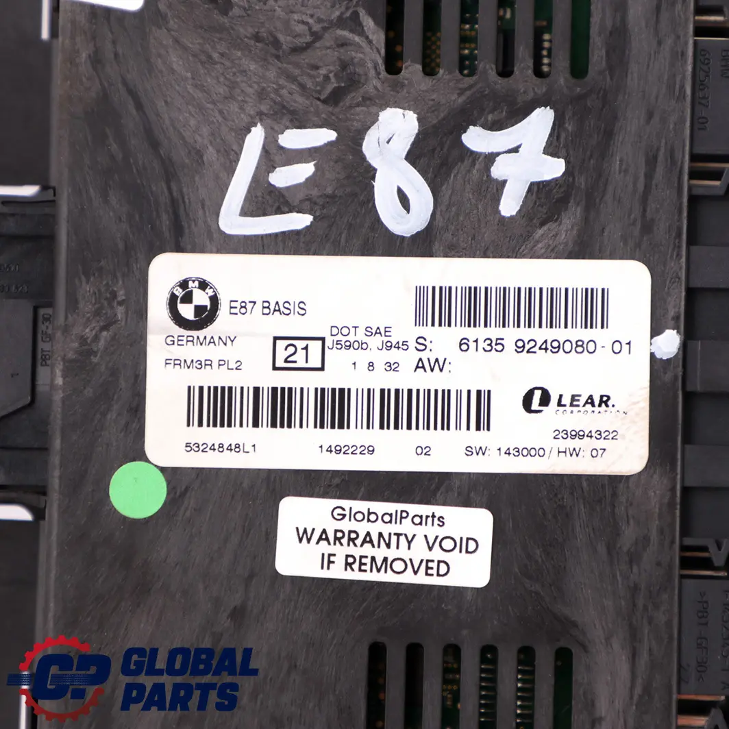 Footwell Light Control Module Lear FRM3R PL2 to BMW 1 Series E87 with Part number 9249080 BMW 1 Series E87 Footwell Light Control Module Lear FRM3R PL2 - SKU 9249080 - Part number 9249080
