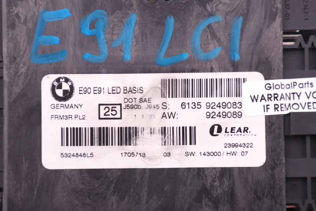 BMW E91 LCI Module Commande de l'éclairage de l'habitacle LCM LED Basis - SKU 9249083 - Numéro de pièce 9249083