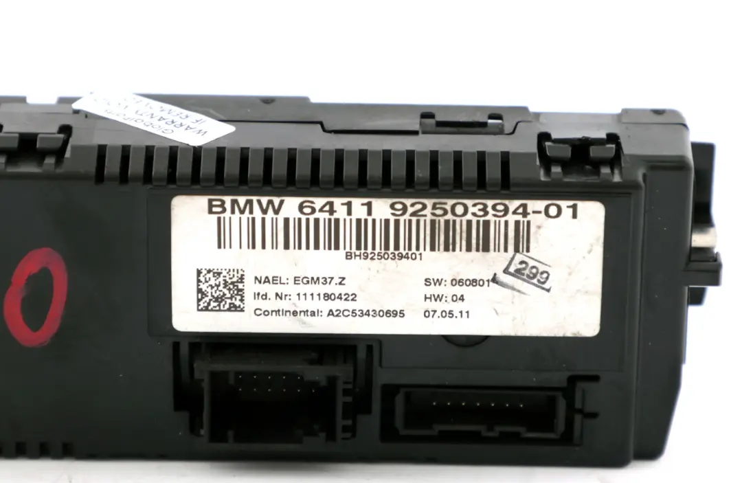 BMW E81 E87 E90 E91 E92 Contrôle Automatique Climatisation - SKU 9250394 - Numéro de pièce 9250394