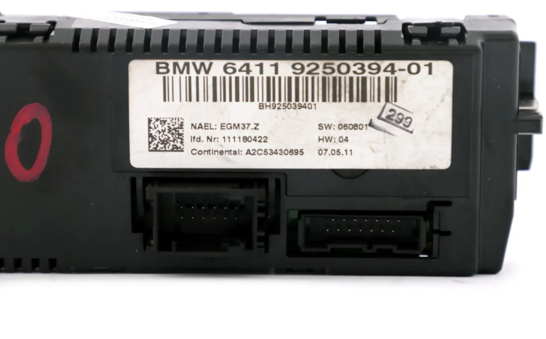 BMW E81 E87 E90 E91 E92 Automatic A/C Air Conditioning Control Switch - SKU 9250394 - Part number 9250394