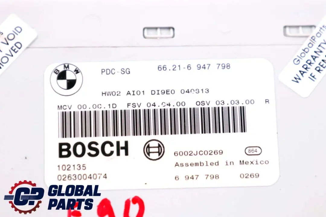 Centralina dei Sensori di Parcheggio PDC per BMW E81 E82 E87 E88 E90 E91 E92 E93 con numero di parte 9252638 BMW E81 E82 E87 E88 E90 E91 E92 E93 Centralina dei Sensori di Parcheggio PDC - SKU 9252638 - Numero di parte 9252638