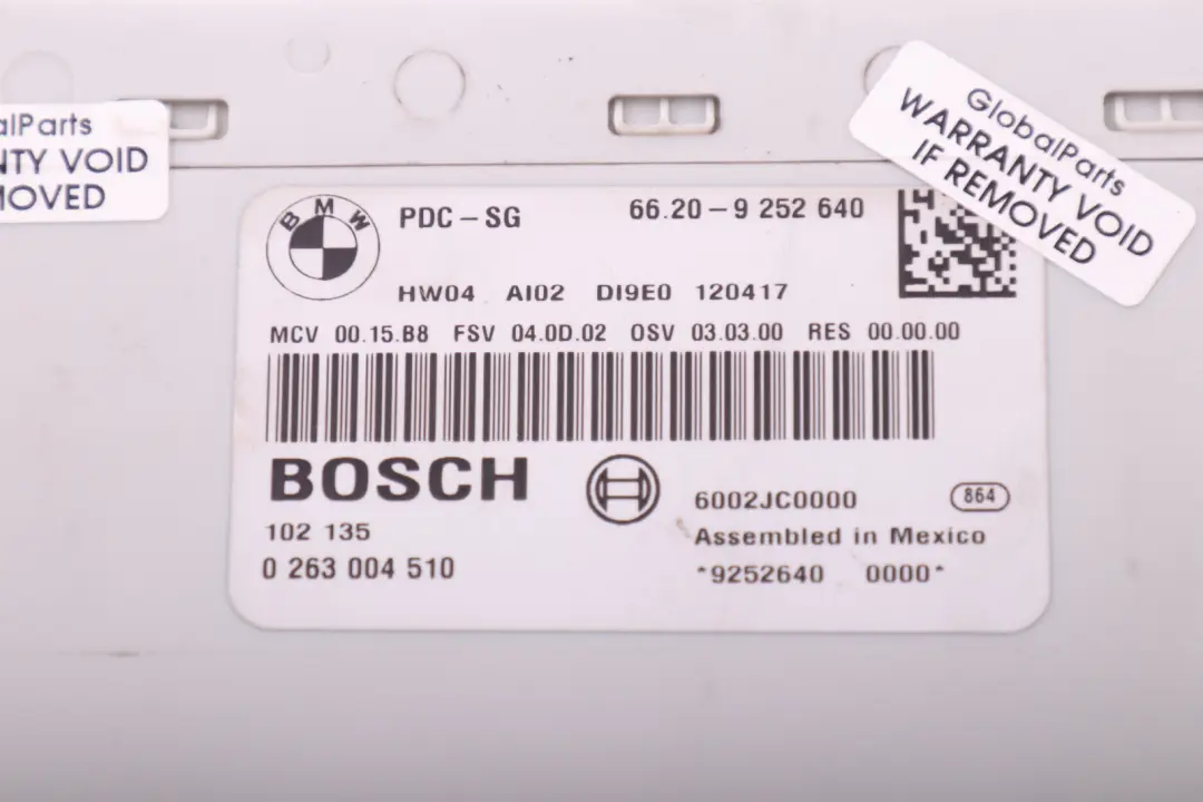 Unità di controllo PDC Modulo sensore parcheggio per Mini Cooper R55 R56 R60 con numero di parte 9252640 Mini Cooper R55 R56 R60 Unità di controllo PDC Modulo sensore parcheggio - SKU 9252640 - Numero di parte 9252640