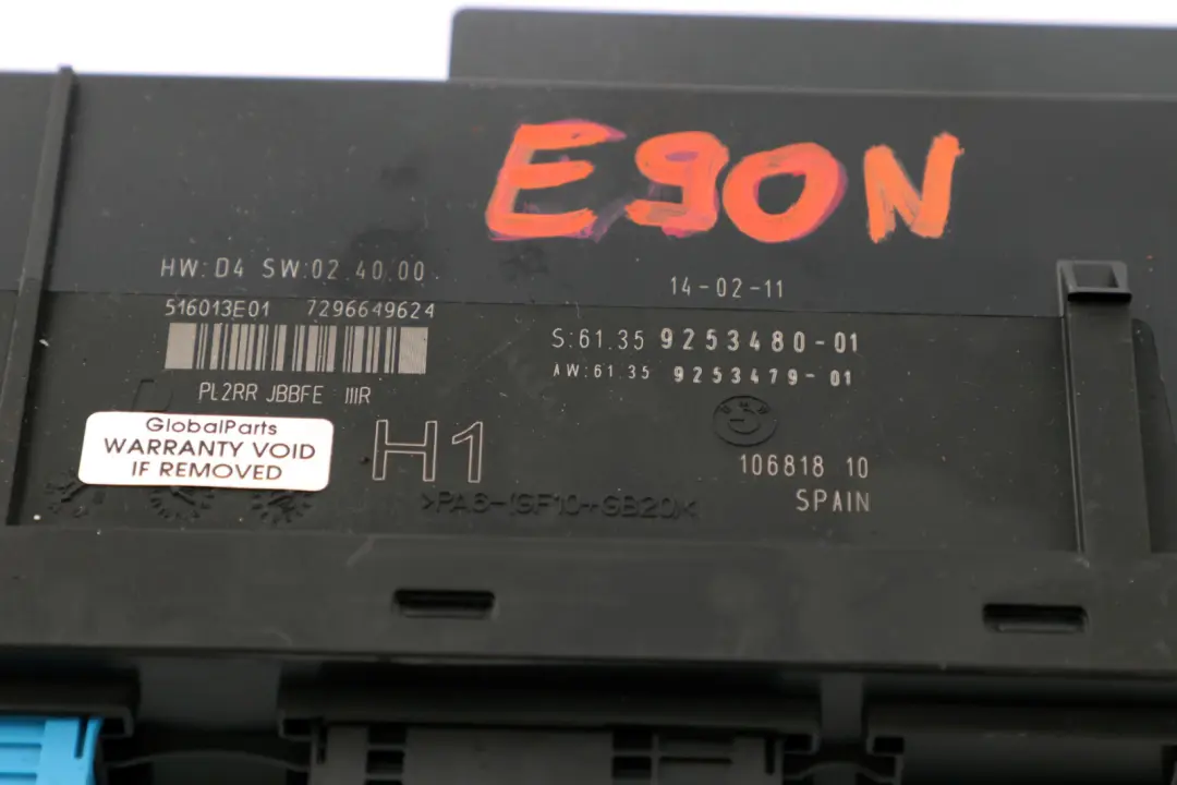Corps Contrôle Modul H1 PL2RR JBBFE IIIR 6135 pour BMW E90 LCI à propos du numéro de pièce 9253480 BMW E90 LCI Corps Contrôle Modul H1 PL2RR JBBFE IIIR 6135 - SKU 9253480 - Numéro de pièce 9253480