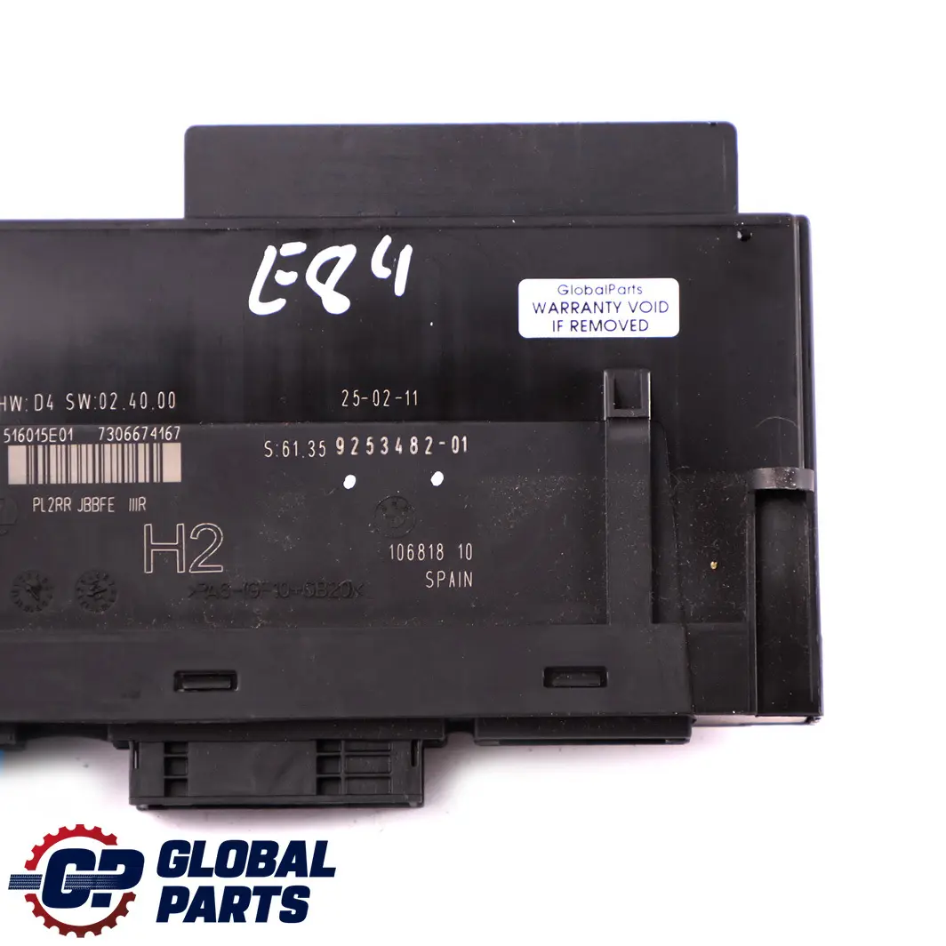 Centralina Modulo Controllo Carrozzeria H2 PL2RR JBBFE IIIR per BMW E84 con numero di parte 9253482 BMW E84 Centralina Modulo Controllo Carrozzeria H2 PL2RR JBBFE IIIR - SKU 9253482 - Numero di parte 9253482