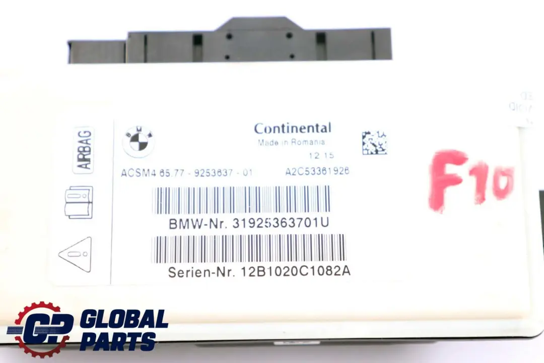 BMW 3 5 Series F10 F11 F30 F31 Airbag Control Unit Module 6577 - SKU 9253637 - Part number 9253637