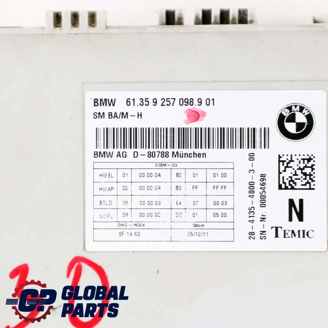 Módulo de Control Asiento Delantero ECU para BMW F10 F11 F20 F21 F22 F30 F31 con número de pieza 9257098 BMW F10 F11 F20 F21 F22 F30 F31 Módulo de Control Asiento Delantero ECU - SKU 9257098 - Número de pieza 9257098