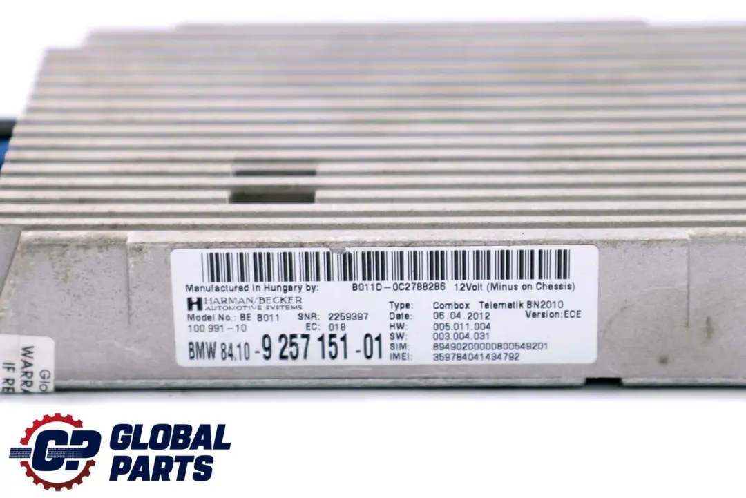 Telematics Module Bluetooth Combox to BMW F20 F21 F30 F31 with Part number 9257151 BMW F20 F21 F30 F31 Telematics Module Bluetooth Combox - SKU 9257151 - Part number 9257151